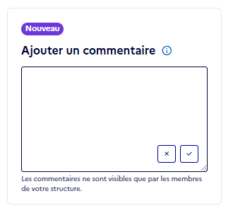 Un bloc commentaire est disponible dans la page de détail d'une candidature.